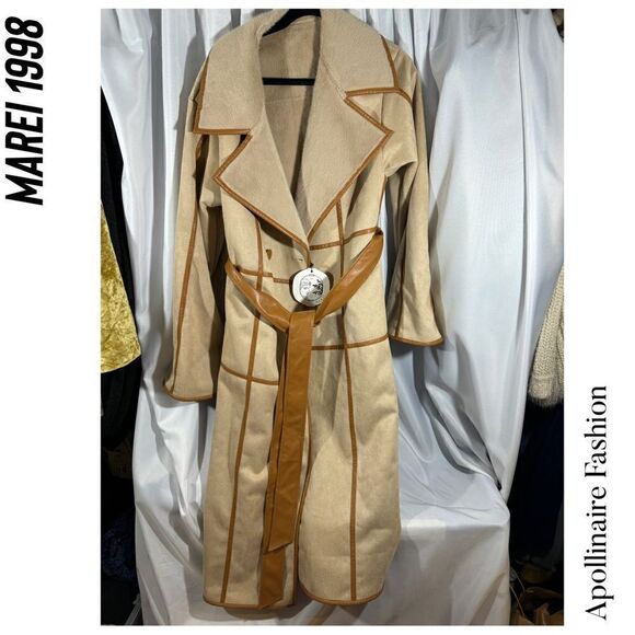 MAREI 1998 for FREE PEOPLE SWEET PEA FAUX FUR COAT IN SAND NWT LARGE - Picture 9 of 13